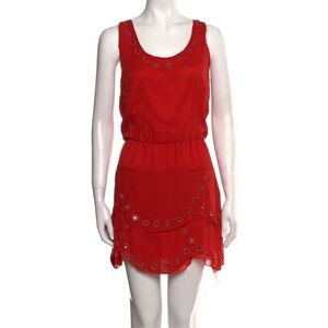 Artelier by Nicole Miller - Red Sleeveless Dress with mirrored Eyelet Details